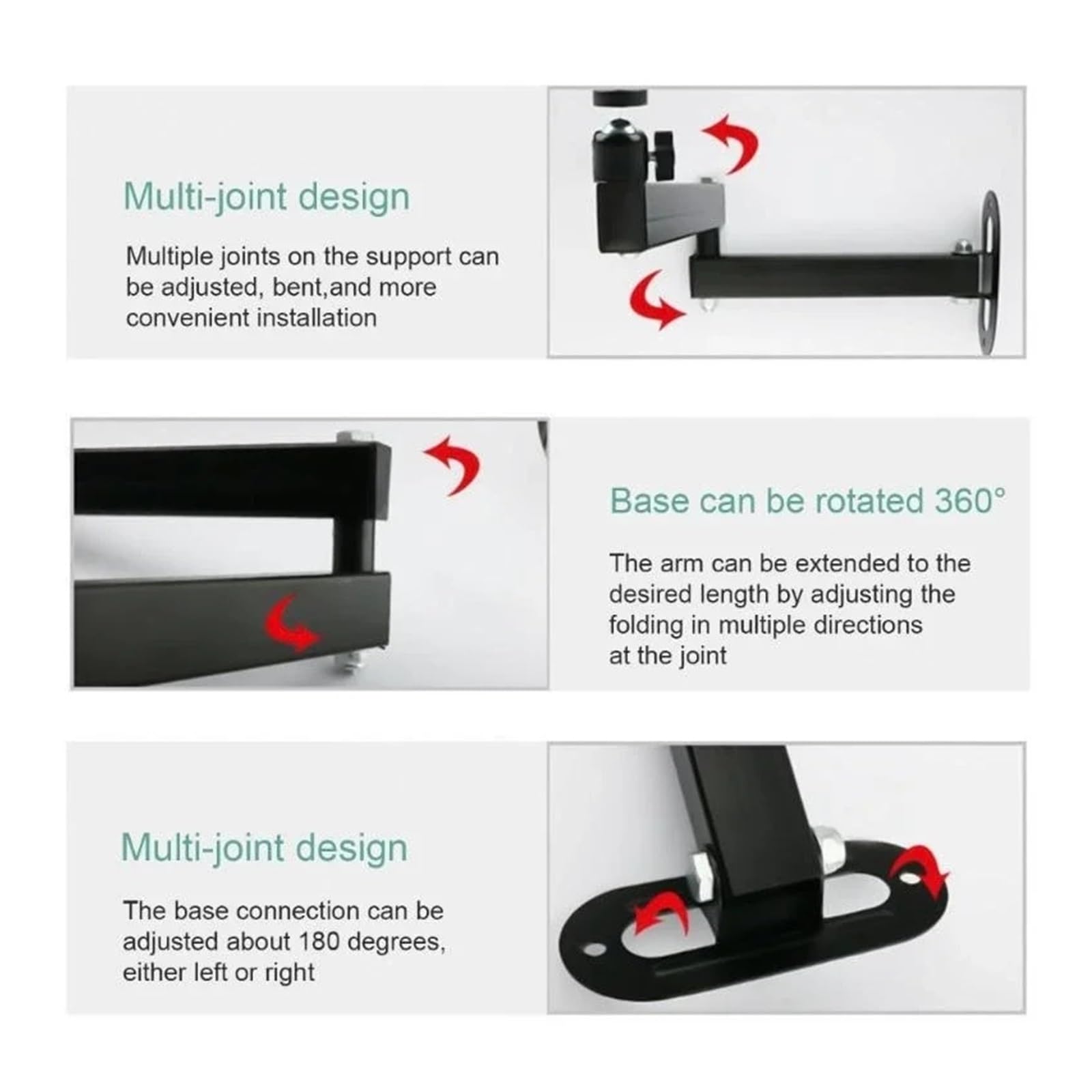 Soporte De Pared para Proyector Soporte de proyector Metal Montaje en Pared con Ajuste múltiple Plegable for cámaras y proyectores pequeños(Arms 35cm)