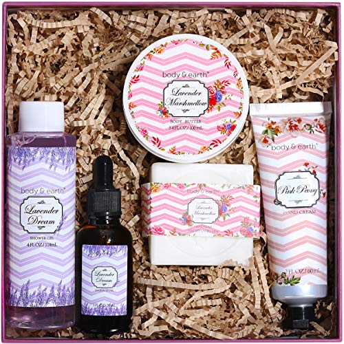 Gift Box for Women - Bath Set for Women, Valentine\'s Day Women Gifts Includes Body Butter, Hand Cream, Shower Gel, Massage Oil, Bath Bar, Gifts for Home Spa Relaxation