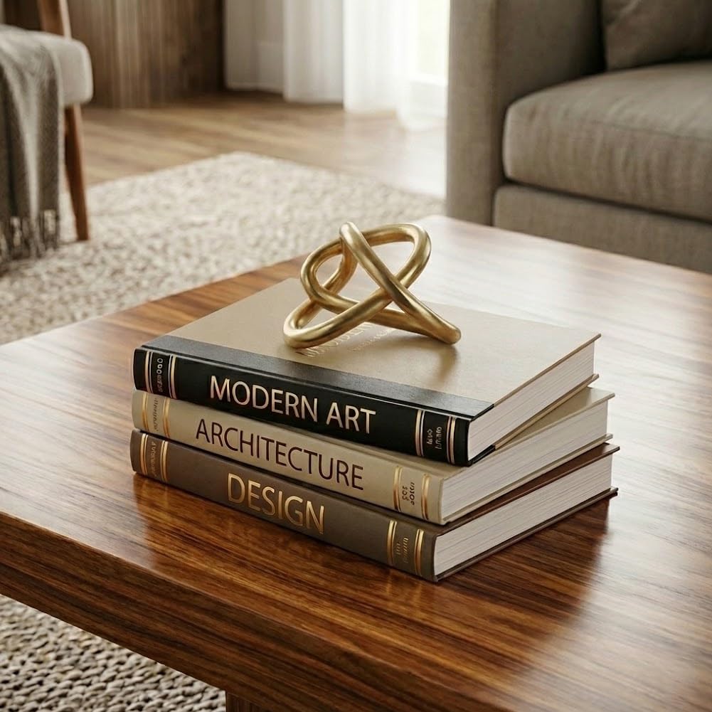Escultura redonda geométrica moderna con nudo dorado, decoración de mesa, escultura y figuras, adornos decorativos redondos, decoración del hogar para estantes, mesa de café, estantería, regalos
