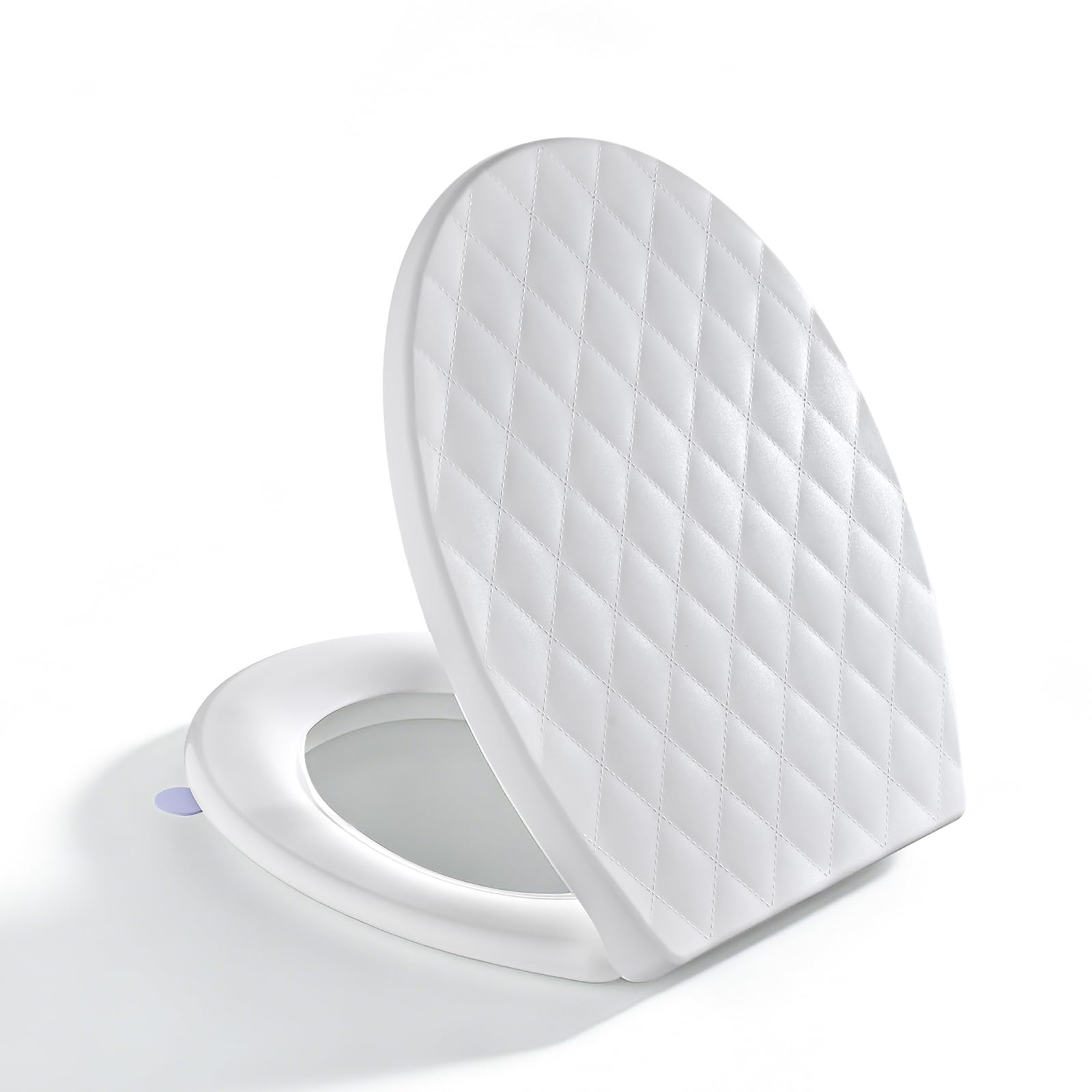 Oval Toilet Seat Soft Close,SREWOHS PRO White PP Diamond Design Toilet Seats, Quick Release with Adjustable Hinges for Easy Cleaning,Universal,Anti Slip,Heavy Duty Bathroom Bowl Seat 44.6 x 37.1 cm