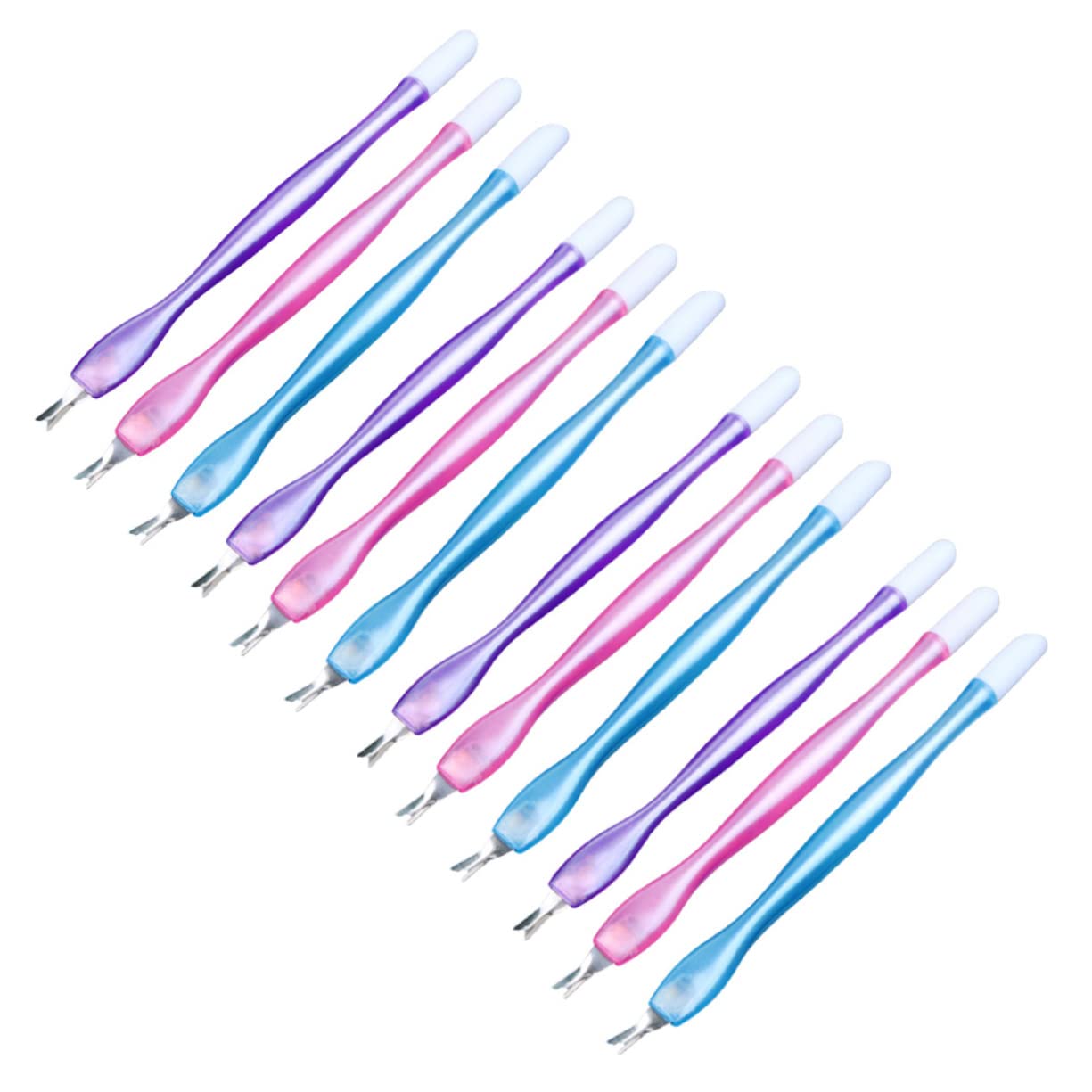 IWOWHERO Manicure Tools Set 15pcs Nail Art Pen Cuticle Stick Dead Skin Remover Safe Easy to Use Random Color