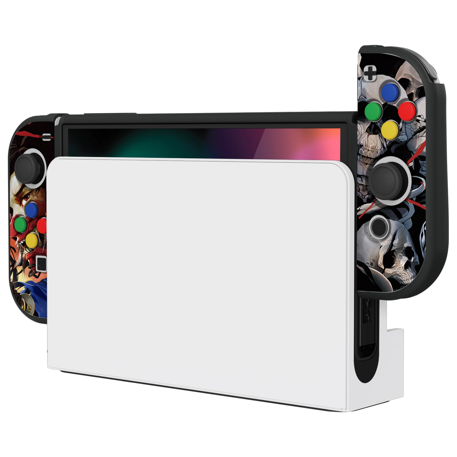 playvital Cover Custodia per Nintendo Switch OLED,Copertura Morbida TPU Protezione per Joycon Console con Copri Analogici/Tasti(ZealProtect)-Fantasma di Samurai