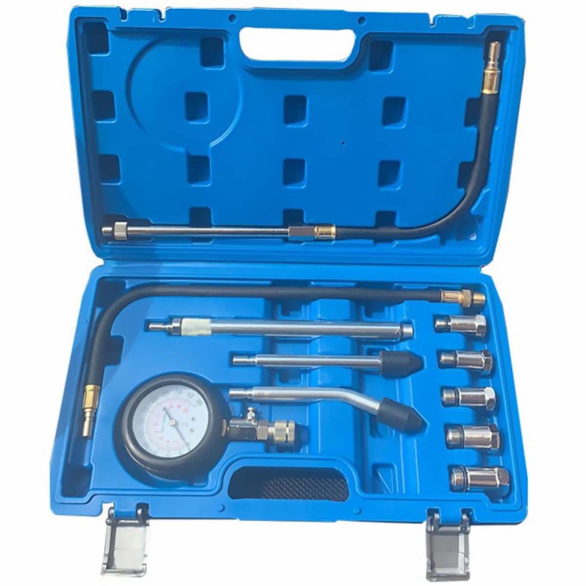 Manómetro de Presión del Cilindro del Motor Indicador de Diagnóstico del Motor 0-300 Psi (0-) Azul Adaptadores Roscados Conos de Goma y Automoción