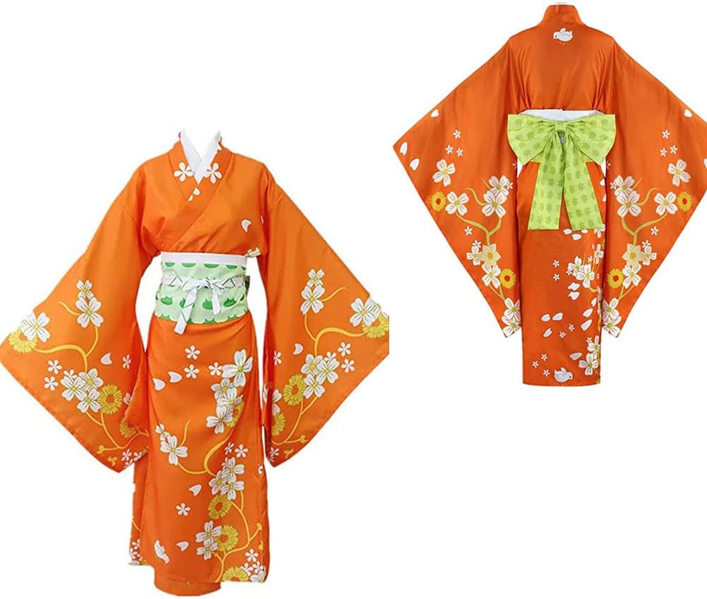 Hiyoko Saionji Cosplay Costumes Outfit Halloween Party Dress Full Set Long Robe with Hair Clips Bows