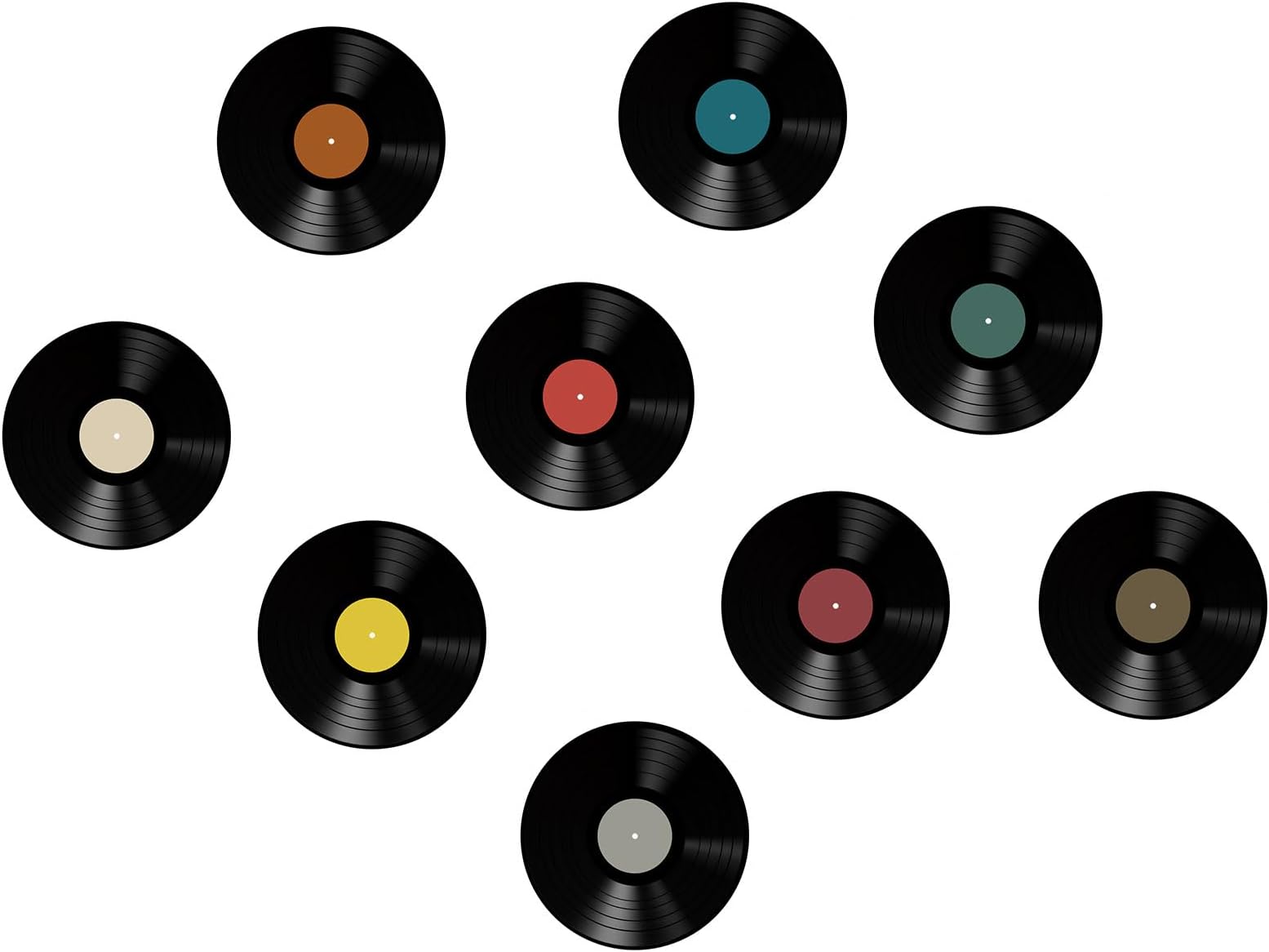 IOXXL9PCS Vinyl Records Stickers Music Wall Decor, 9" CD Album Cover Posters Sticker Bedroom Decor, Retro Rock Record Party Decorations DIY Room kits Aesthetic Art, Black (Stickers)