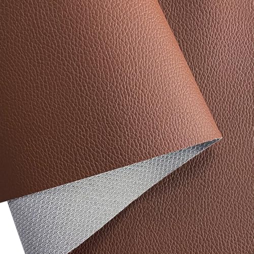 XHT Tissu en cuir synthétique de qualité supérieure au mètre, imperméable, couture, réparation, marron - 40 x 160 cm