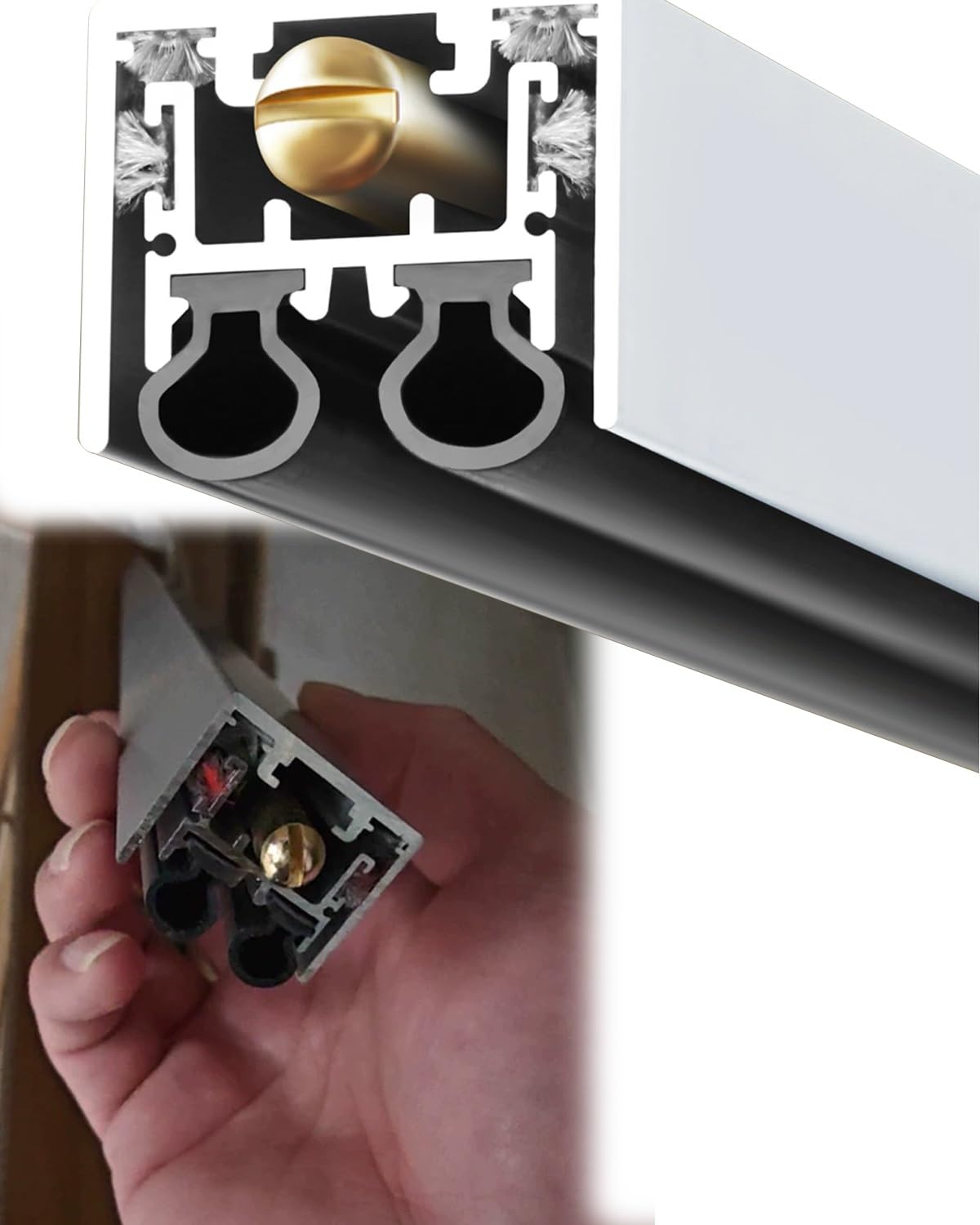 Bas de Porte Automatique Bas de Porte Automatique (épaisseur 1 mm, 50 76 102 130 cm), Joint de Bas de Porte à Encastrer avec Insert en Néoprène