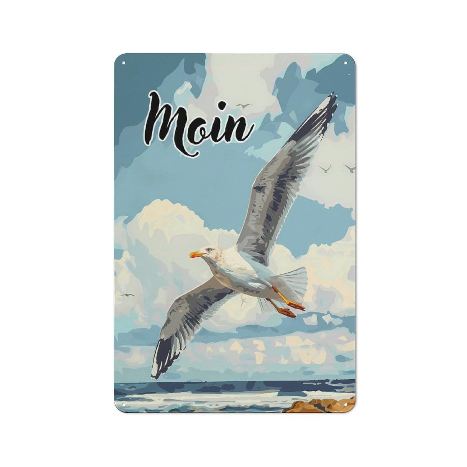 Junmoney Moin Moewe Seagull Printed Metal Sign For Pet Owners, Birthday, Christmas Or Housewarming Gift, 30X20cm