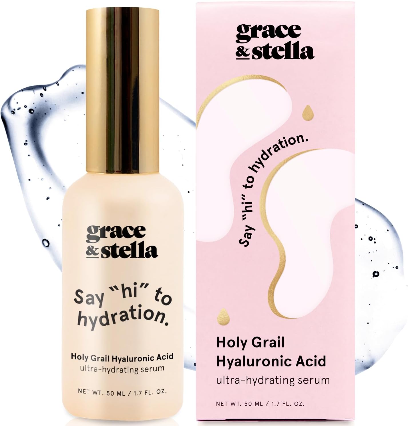 grace & stella – Hyaluronserum hooggedoseerd en veganistisch, hyaluronzuur gezichtsserum, vochtverzorging, anti-aging serum met pompdispenser, boosted collageen, microneedling serum [50 ml]