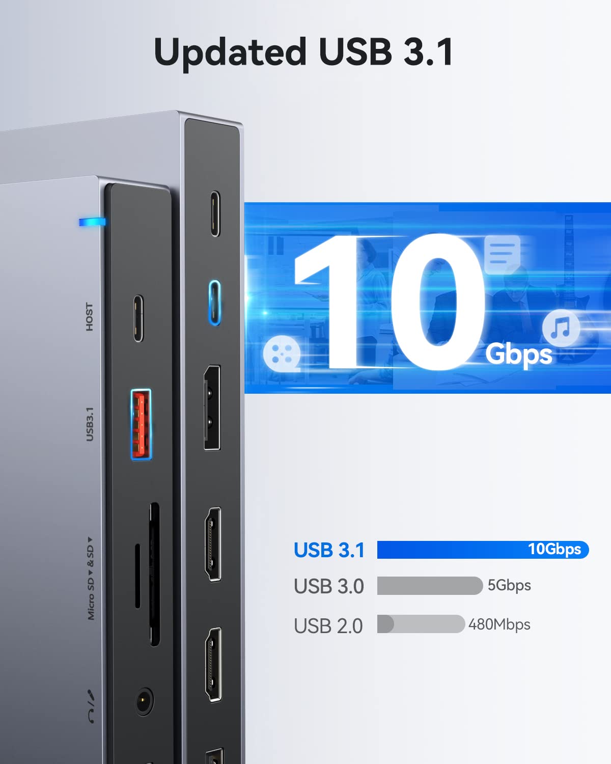 Stacja dokująca USB C z zasilaczem sieciowym 65 W, stacja dokująca do laptopa, stacja dokująca 15 w 1 USB C z 4K Dual HDMI, 4K DisplayPort, 100 W PD, Gigabit Ethernet, 10 Gbps USB C Data, USB