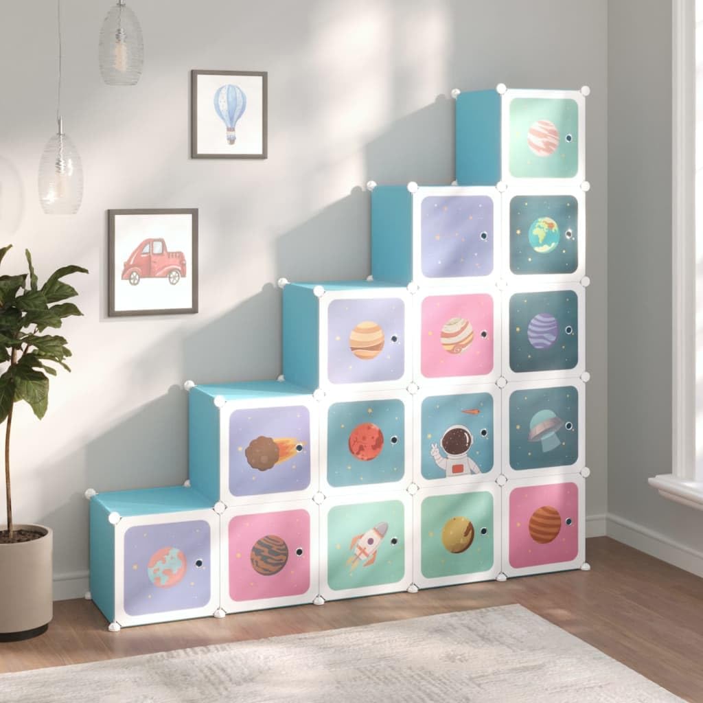 Generisch jiangboyue-340576 - Armario infantil modular con 15 cubos (PP), color azul