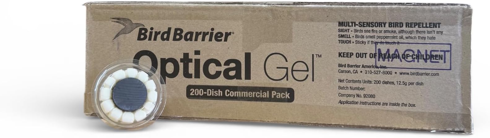 Bird Barrier Optical Gel MAG 200 Pack | Magnetic Bird Deterrent That Repels Birds & Helps Keep Birds Away | Natural Multi-Sensory Bird Repellent | for Metal Surfaces, Ledges, Railings, Signs & More
