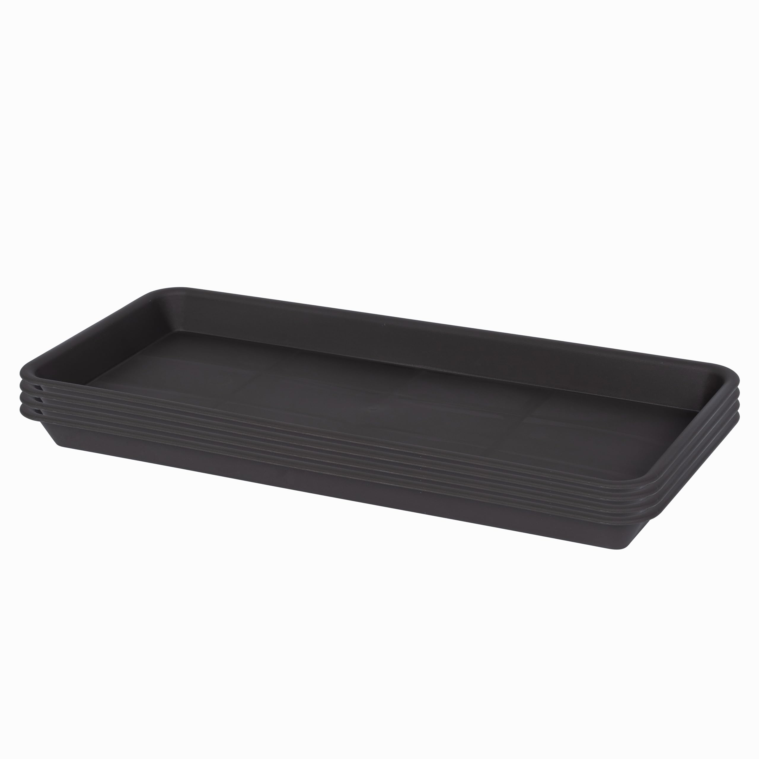 VUWEZ 4 Pack of Plastic Plant Tray Saucer Rectangular 17 18 inch, Planter Trays Saucers for Indoors Outdoor, Plant Water Drip Trays for Flower Pot Planter, Windowsill Plants Tray (7.8 X 17.5'', Black) — image 1