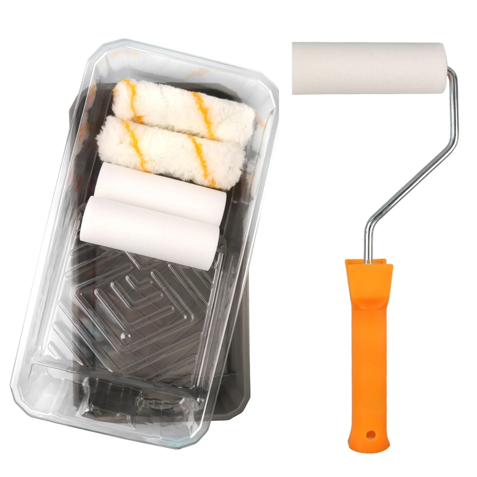 Rodillos De Pintura 9 Uds. Cepillo de rodillo de pintura pequeño de 4 pulgadas con Kit de bandeja de pintura, cubiertas de microfibra de rodillo de esponja, herramienta de bricolaje de pintura de casa