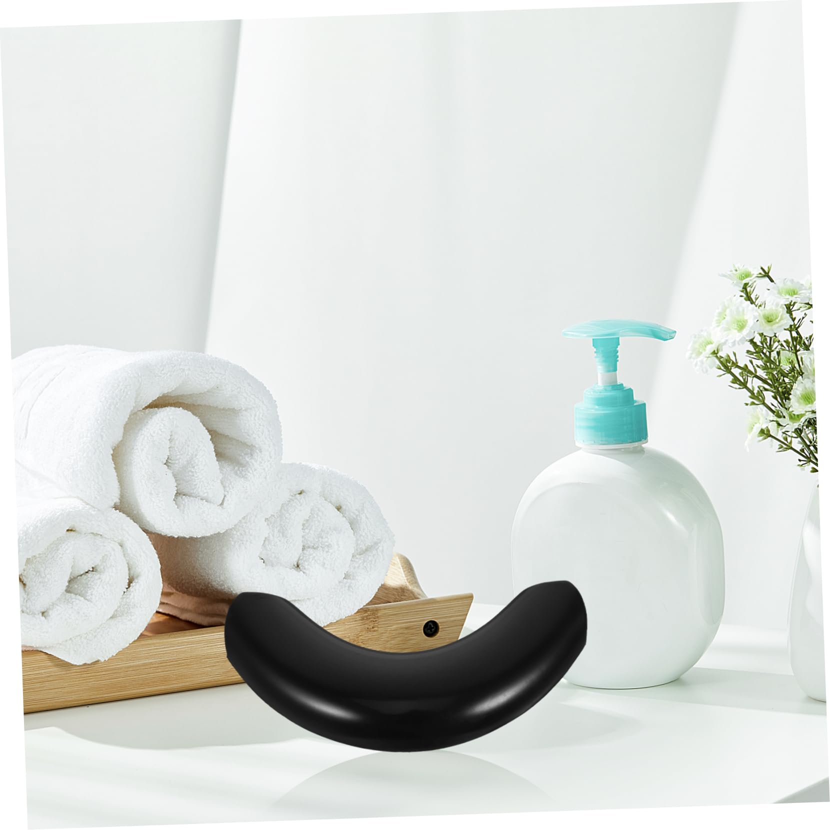 Reposacabezas Diseño y Cómodo de Silicona para Lavabo de Champú Negra para Lavar el Cabello Almohada Curva Minimalista y Elegante