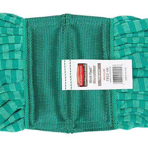 Image of Rubbermaid Commercial Products Web Foot Medium 20 Ounce Microfiber Tube Wet Mop 5 inch Headband Green for General Purpose Floor Cleaning Abrasive Cleaning and Heady-Duty Scrubbing