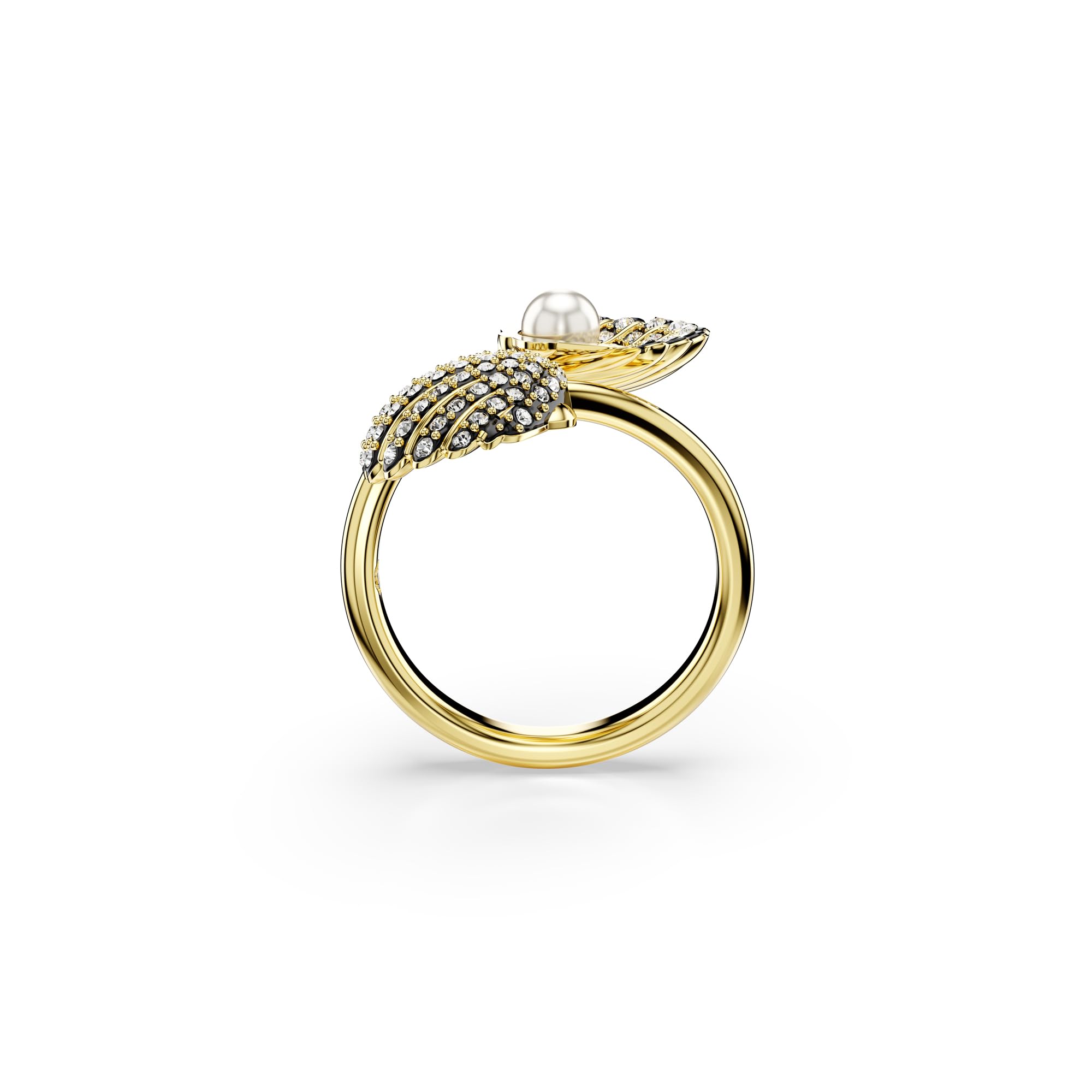 Swarovski Otwarty pierścionek Idyllia, Kryształowa Perła, Muszla, Biały, Powłoka w odcieniu złota