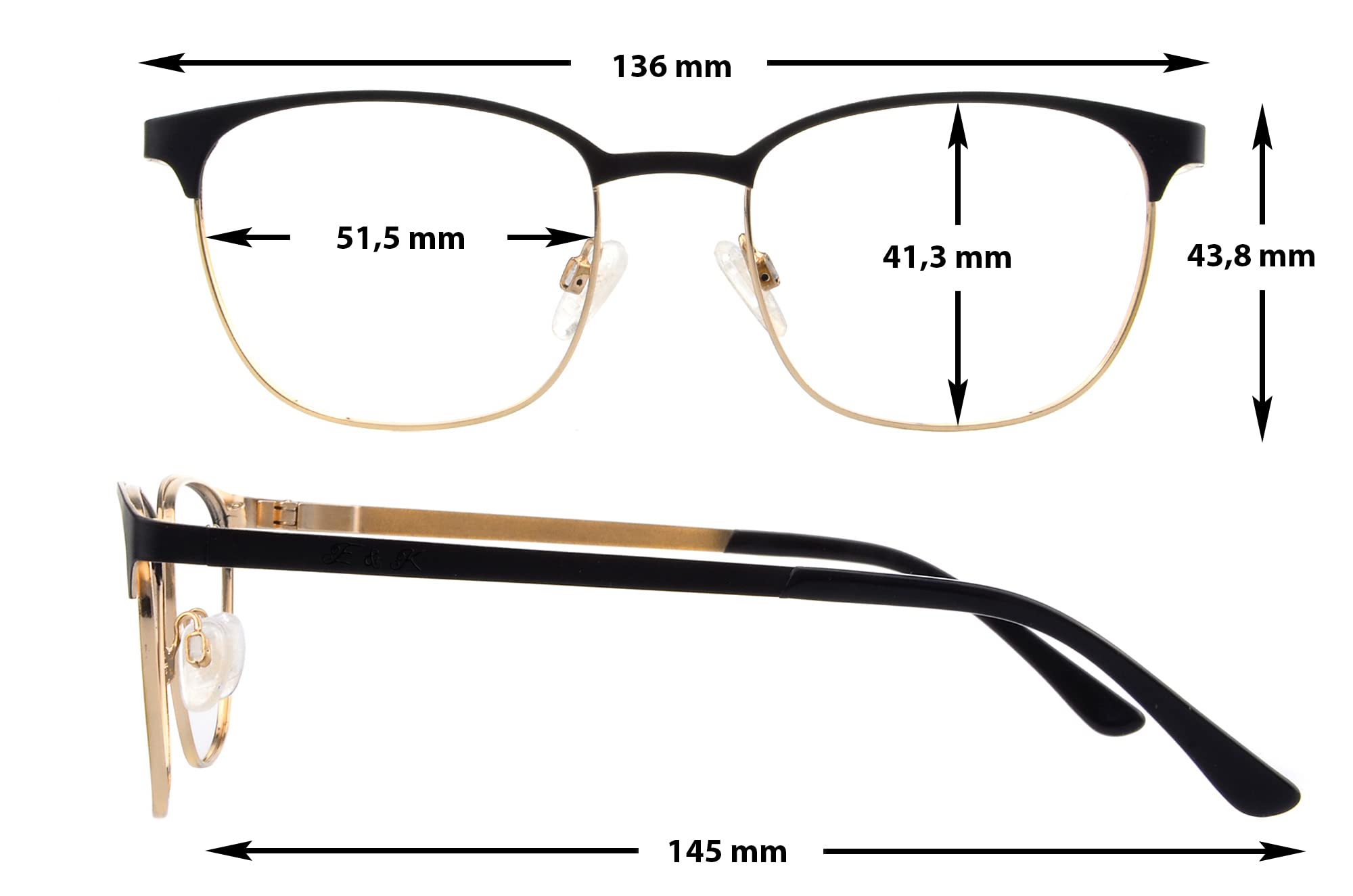 Edison & King Lunettes de lecture « Royal » une élégance intemporelle raffinée avec des verres premium et protection anti-lumière bleue