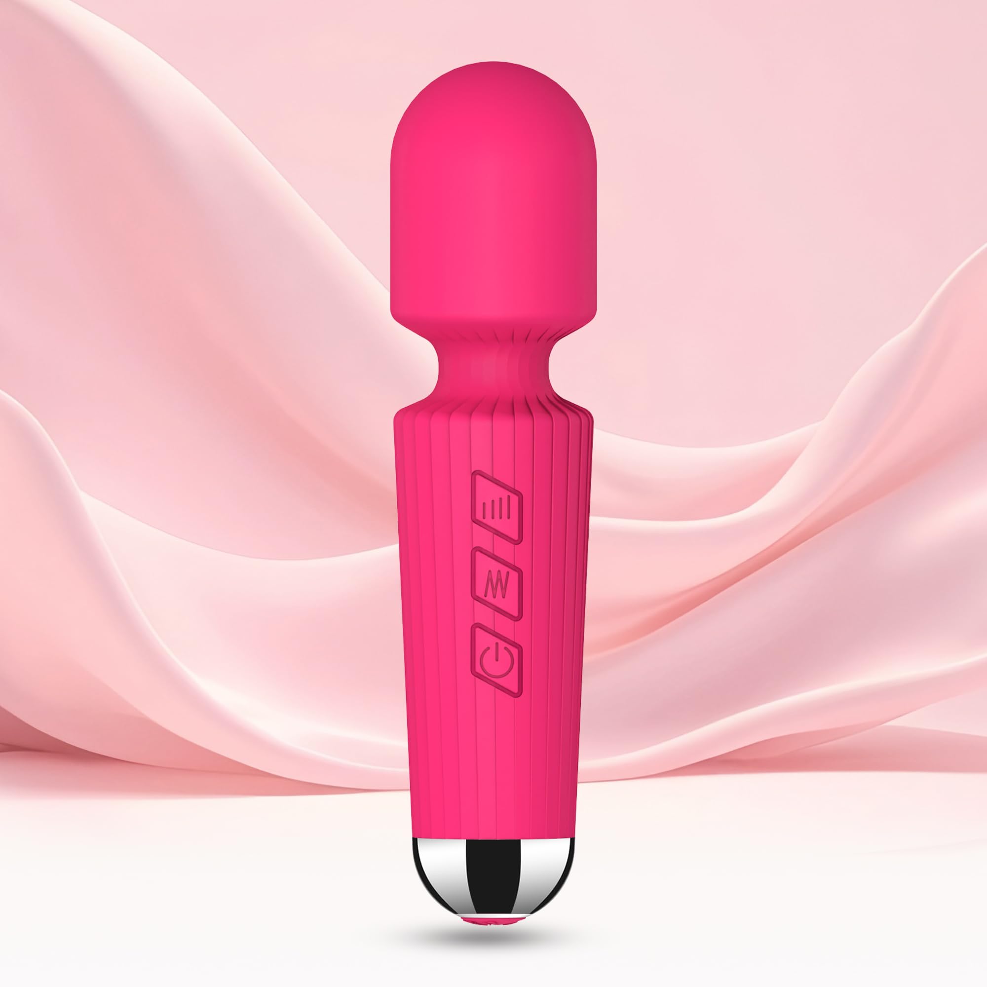 Handheld Wand Massager 20 Modes 8 Speeds, Quiet Mini Vibration Massager for Deep Tissue &amp; Muscle Recovery, Neck Back Shoulder, Cordless Portable (Red)