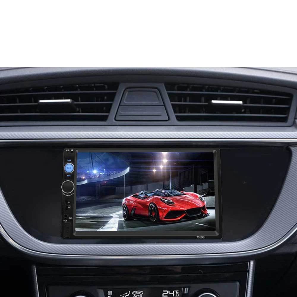 Retoo Autoradio con Bluetooth USB, display touch da 7 pollici, ricevitore multimediale 2 DIN, regolazione della luminosità, lettore multimediale con telecamera posteriore, touch screen, radio per auto