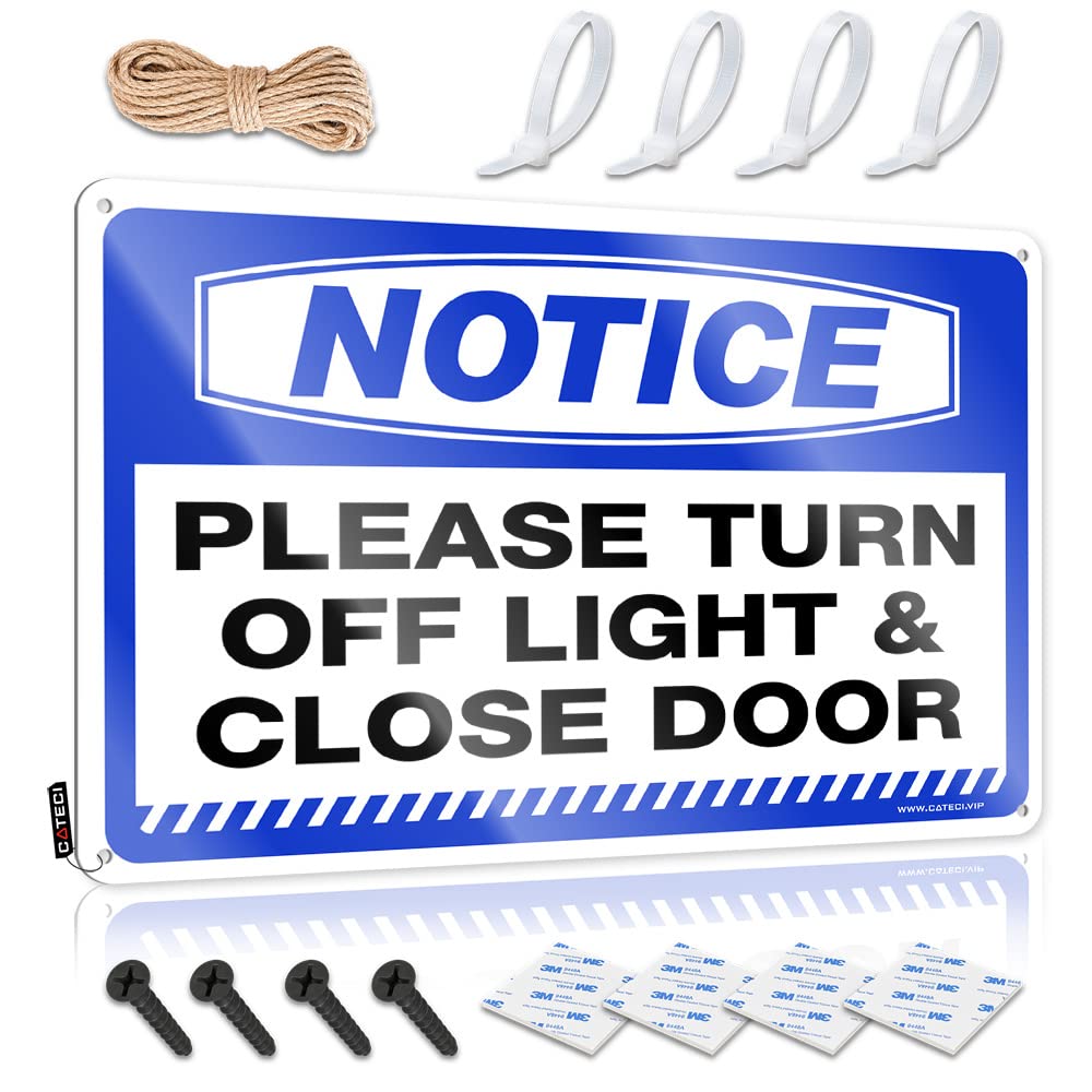 STWNVOITV Signs For Garage Notice Please Turn Off Light & Close Door Tin Sign Tin Signs For Bar Little Man Cave Sign(30X40CM)