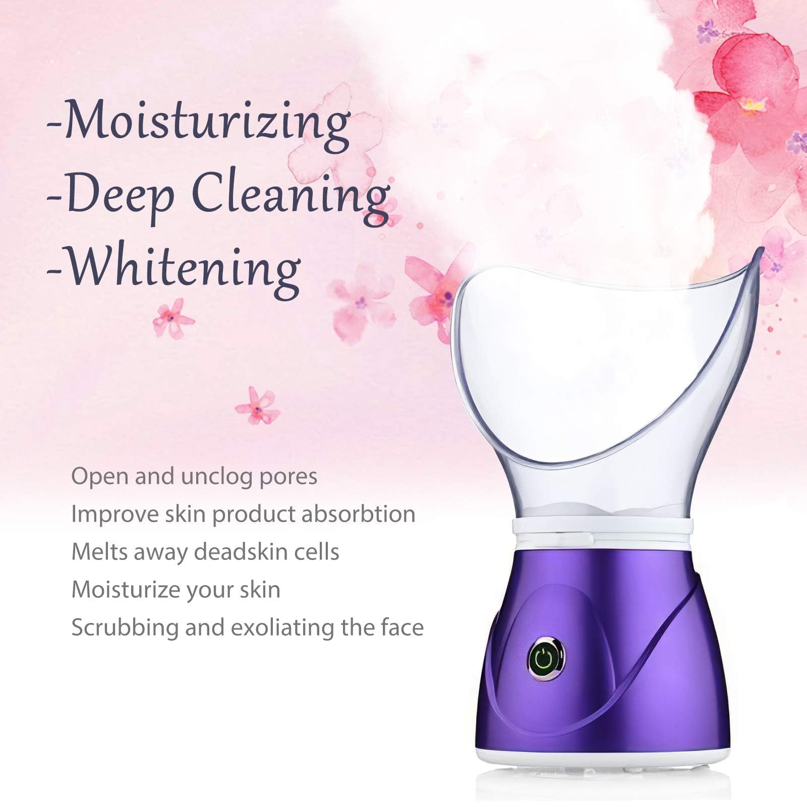 Apstour FS 60 Purple Sauna facial, vaporisateur facial pour les soins cosmétiques du visage, ouvre les pores et hydrate, vapeur bienfaisante, convient aussi pour l'aromathérapie et l'inhalation