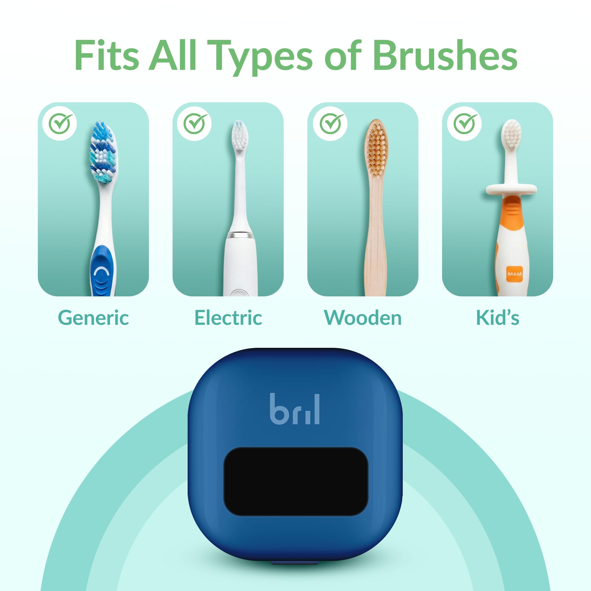 Bril Desinfectante UV-C para cepillos de dientes, limpiador portátil, funda de viaje, soporte magnético y estuche recargable para cualquier tamaño