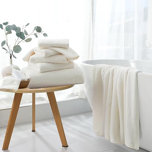 Vista 141 de Juego de toallas de microfibra de 8 piezas, 2 toallas de baño, 2 toallas de mano, 4 toallas pequeñas, toalla de baño extra grande para baño, hotel