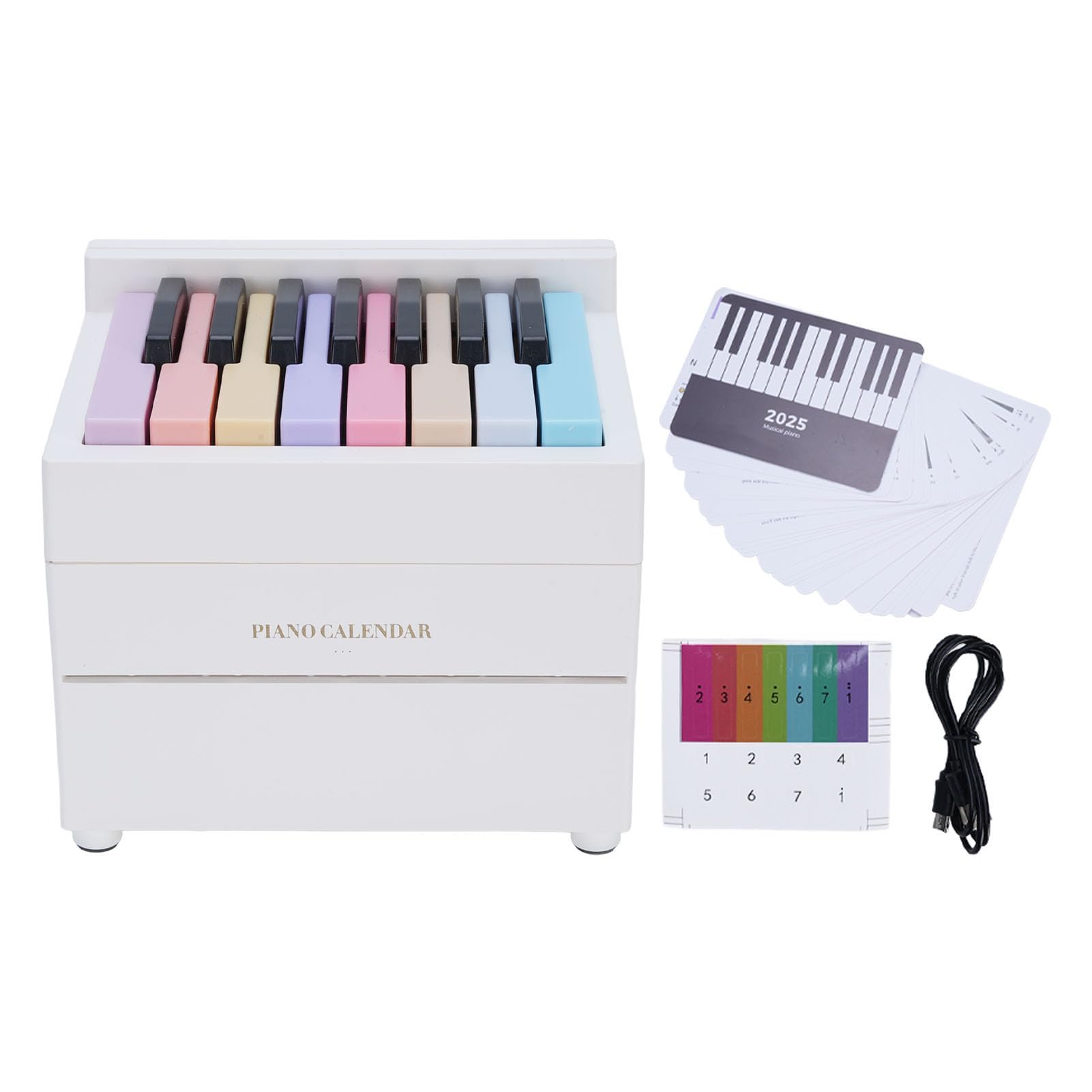 Kalendarz Biurka Fortepianowego 2025, Mini Kalendarz Biurka Fortepianowego z 27 Kartami dla Rodziny i przyjaciół (WHITE)