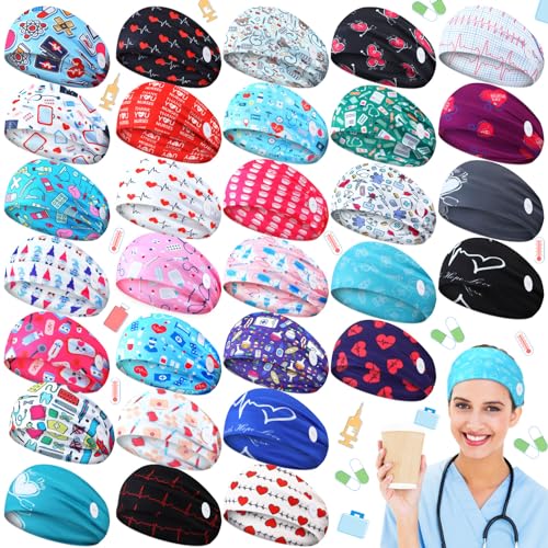 Tigeen-30-Pcs-Nursing-Headbands-for-Women-Cna-Accessories-Non-Slip-Nurses-Hair-Bands-with-Buttons-Doctor-Sweatband-Mask-for-Nurses-Christmas-Gifts-Elastic-Ear-Protection-Appreciation-Medical