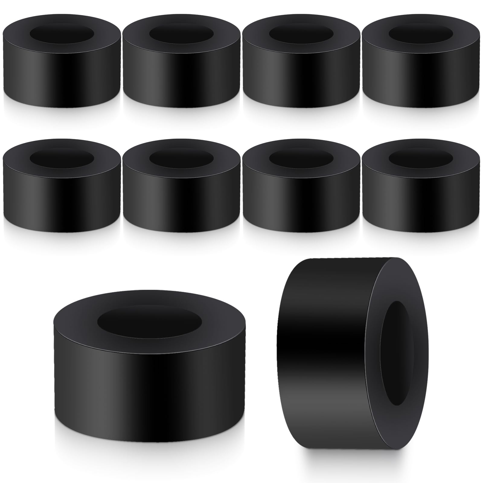 10PCS Rubber Spacers 1 Inch OD x 3/8 Inch ID x 0.5 Inch Thick