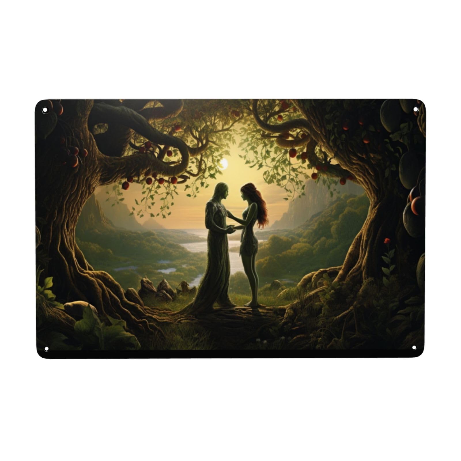 Scvgfdxzs Tin-20 12X16 Inch Adam And Eve "In The Garden Of Eden" Metal Tin Sign - Great For Home Decor