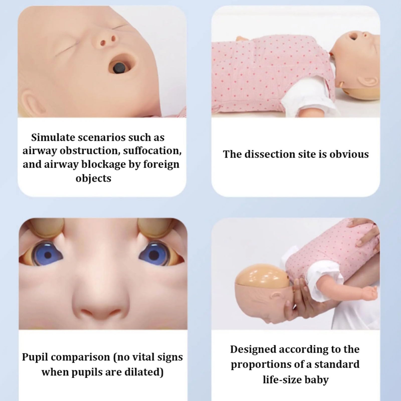Mannequin de Formation Enfant,Mannequin de Réanimation Cardiopulmonaire pour Bébé Mannequin de Secourisme RCP en PVC,pour Mannequin de Formation Ou Aide À La Formation Pédagogique A