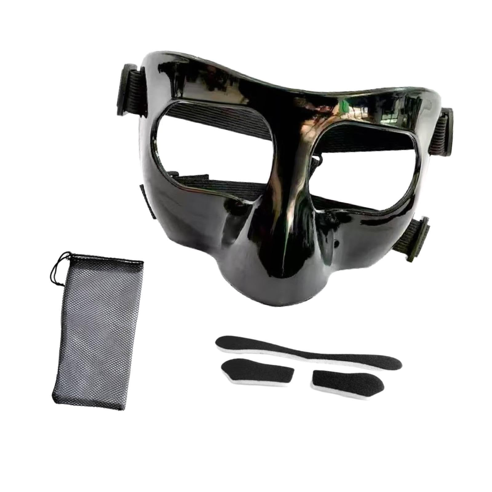 UJEAVETTE Nose Guard for Broken Nose, Basketball Face Mask for Basketball Soccer Teens Pure Black-picture-19