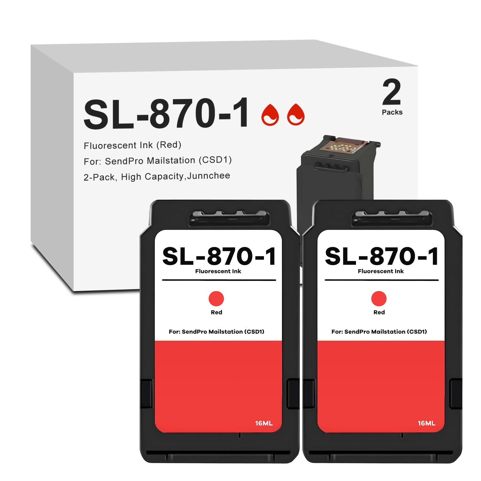 Junnchee SL-870-1 XXL High Capacity Red Ink Cartridge Replacement for Sendpro Mailstation SL-870-1 SL870-1 SL8701 XXL for The PB New SendPro