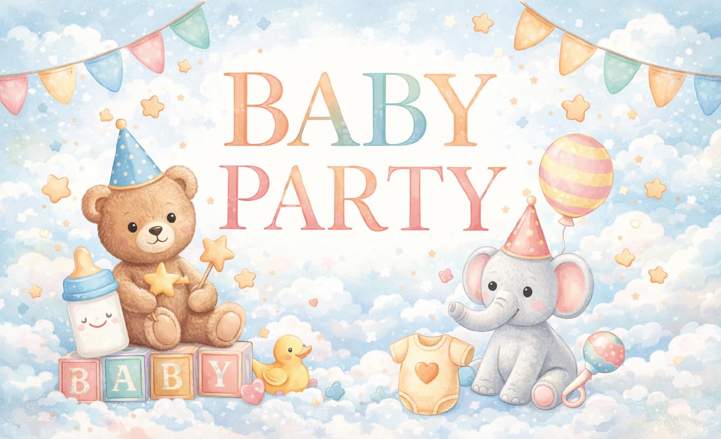 Baby Party flaga – urocza flaga dla niemowląt morska / 60 x 40 cm