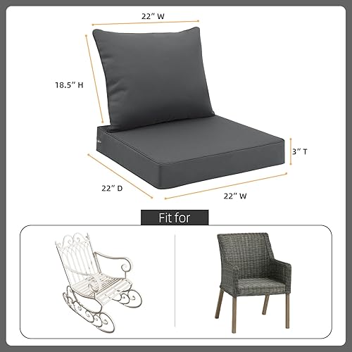 Vista 77 de Favoyard Juego de cojines de asiento para exteriores, 24 x 24 pulgadas, impermeables y resistentes a la decoloración, cojines para muebles de patio