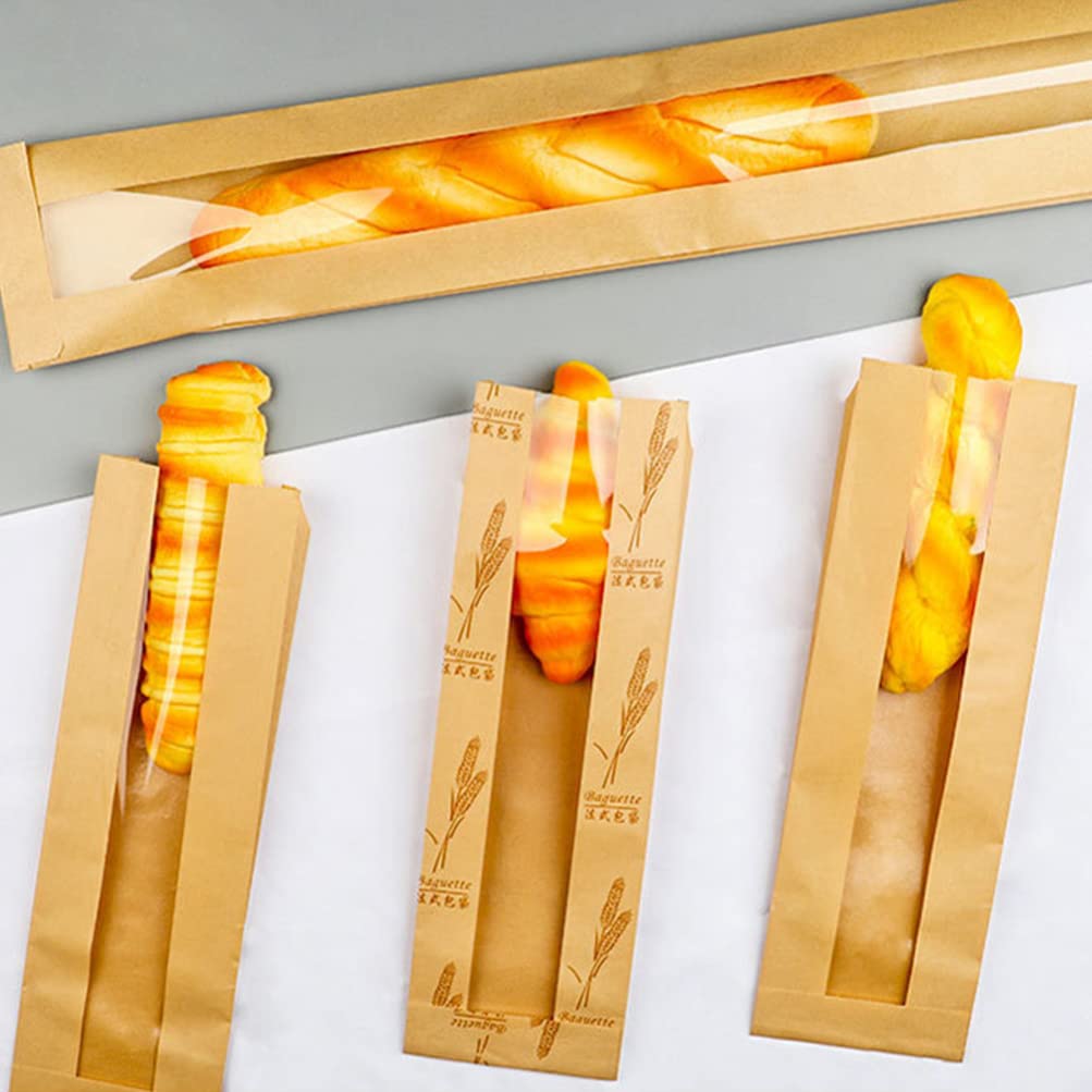 iplusmile 100stücke Papier Brottüten Mit Sichtfenster Verpackungsbeutel Für Brot Kekse Snacks Und Gebäck Für Bäckereien Cafés Und Partys