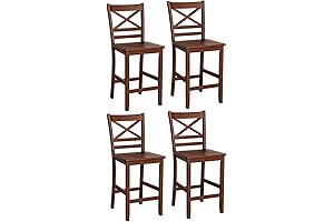 Costway Bar Stools Set of 4 - Height Counter Kitchen Dining Chairs...