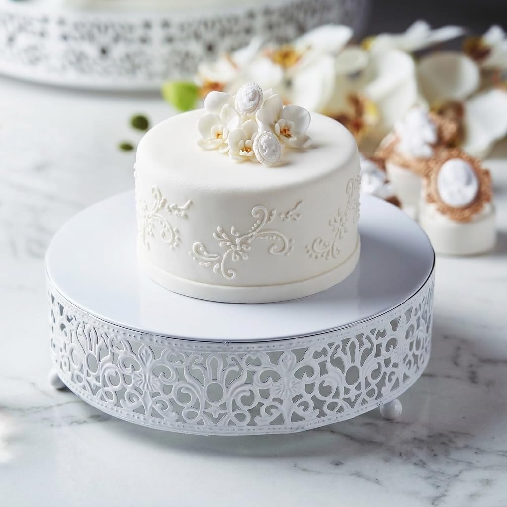 Efavormart 8 Round Lace White Metal Cake Stand Small Dessert & Cupcake Pedestal for Party Decorations product thumbnail 4