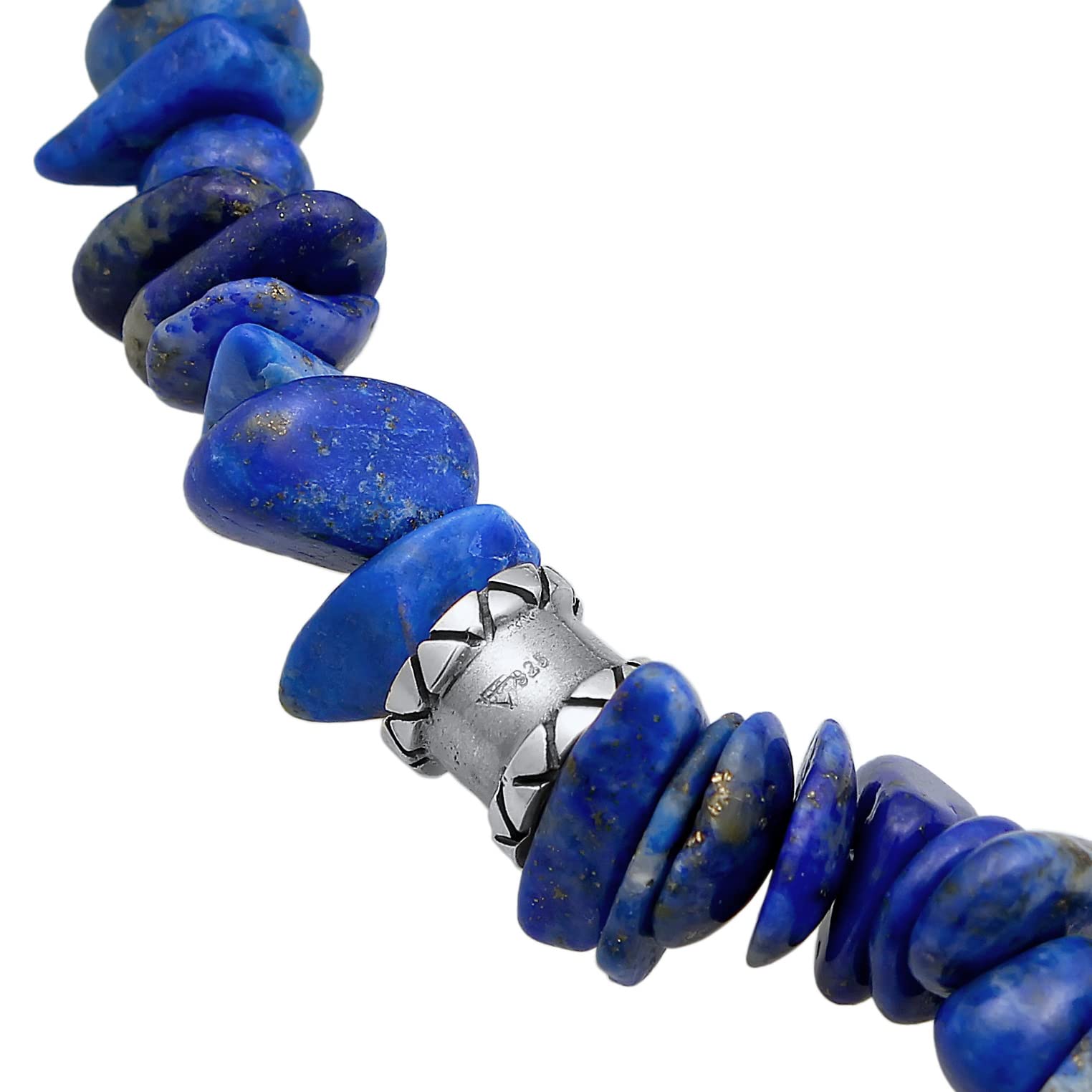 Kuzzoi Buddha Herren Armband aus Lapis Lazuli Edelstein Splitter und Beads