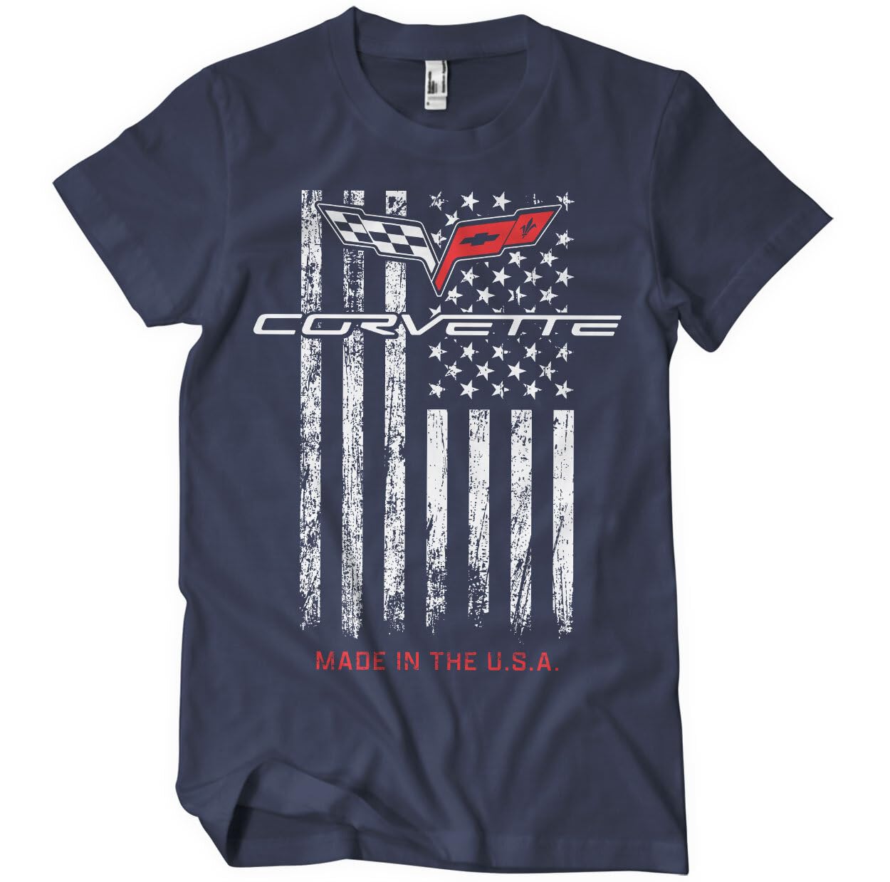 Chevrolet Officially Licensed Corvette - Made in The USA Mens T-Shirt (Navy), Large