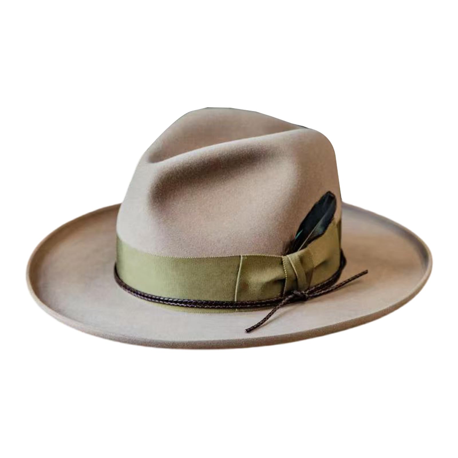 Xjdzineq Classical Wool Hat with Woven Ribbon Decors for Fashion Enthusiasts Head Accessory for Formal Event Gathering Woven Belt Hat