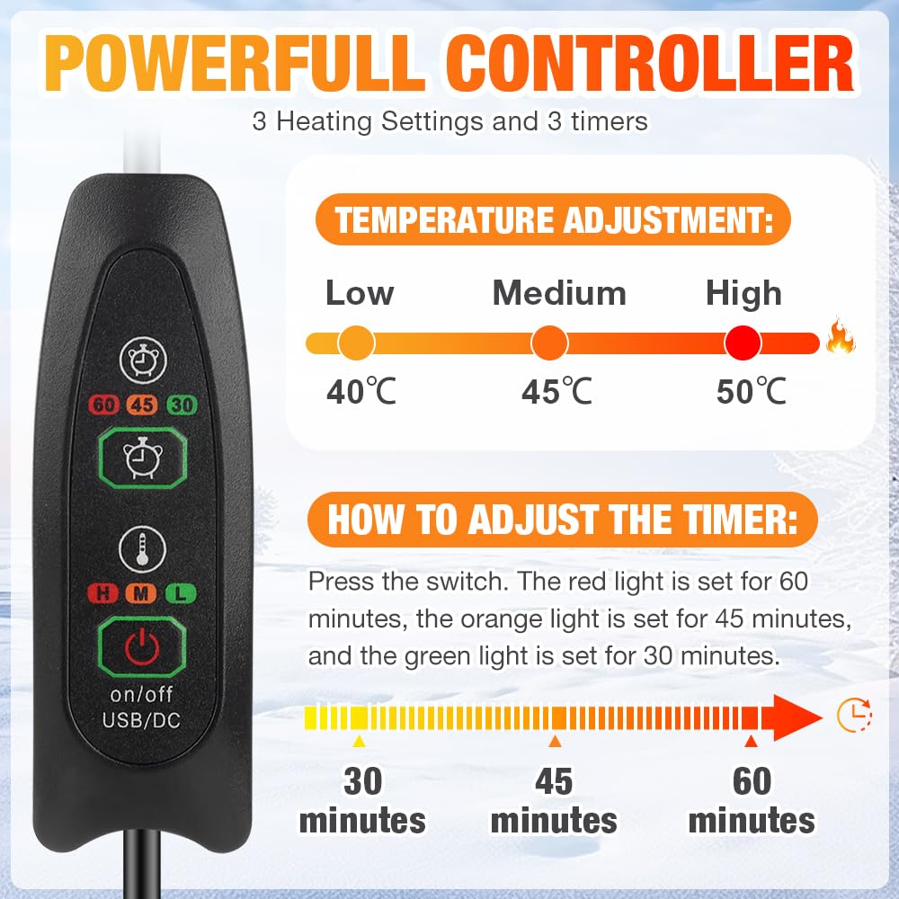 Calentador de Pies Electrico, Calienta Pies Electrico, Funda Eléctrica para Pies, 3 Niveles de Temperatura, para Invierno, Oficina en casa, Gris