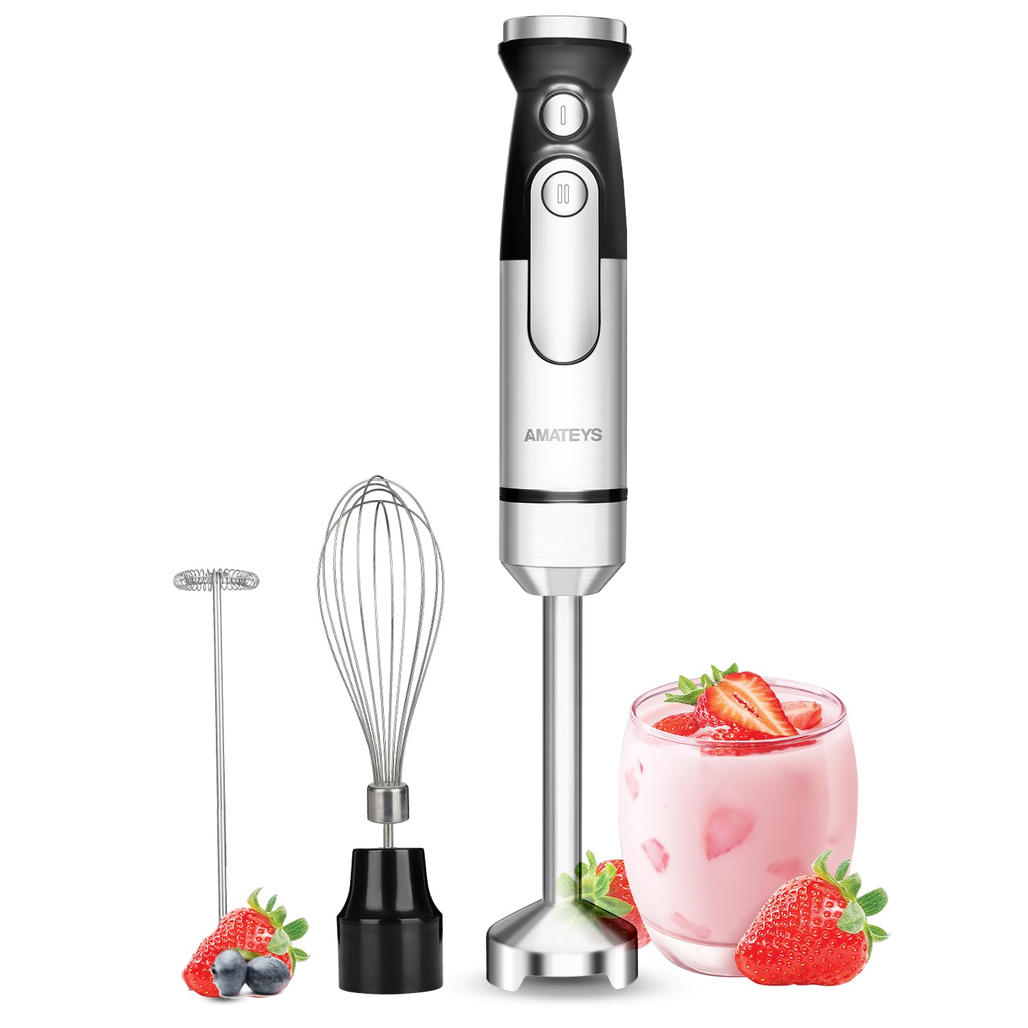Amateys Immersion Blender Handheld,700W Hand Mixer Infinitely Variable Speeds,Multi-function Stainless Steel Stick Electric Kitchen Smoothie Blender