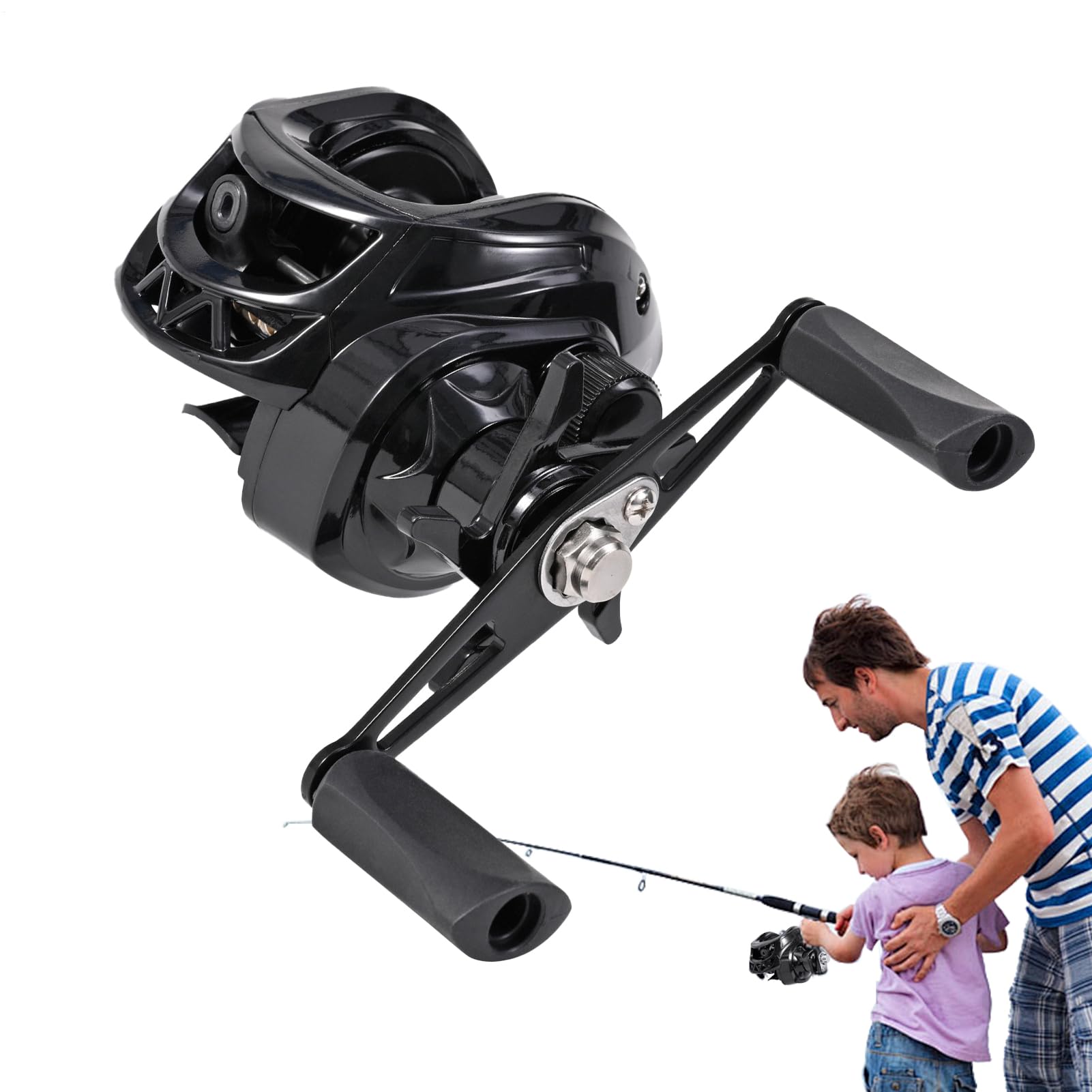 Uitseld Black Baitcaster Reel, Multipurpose Portable Baitcaster | Lightweight Bait Caster, User Friendly Fishing Reel for Raft Fishing, Fishing Trip