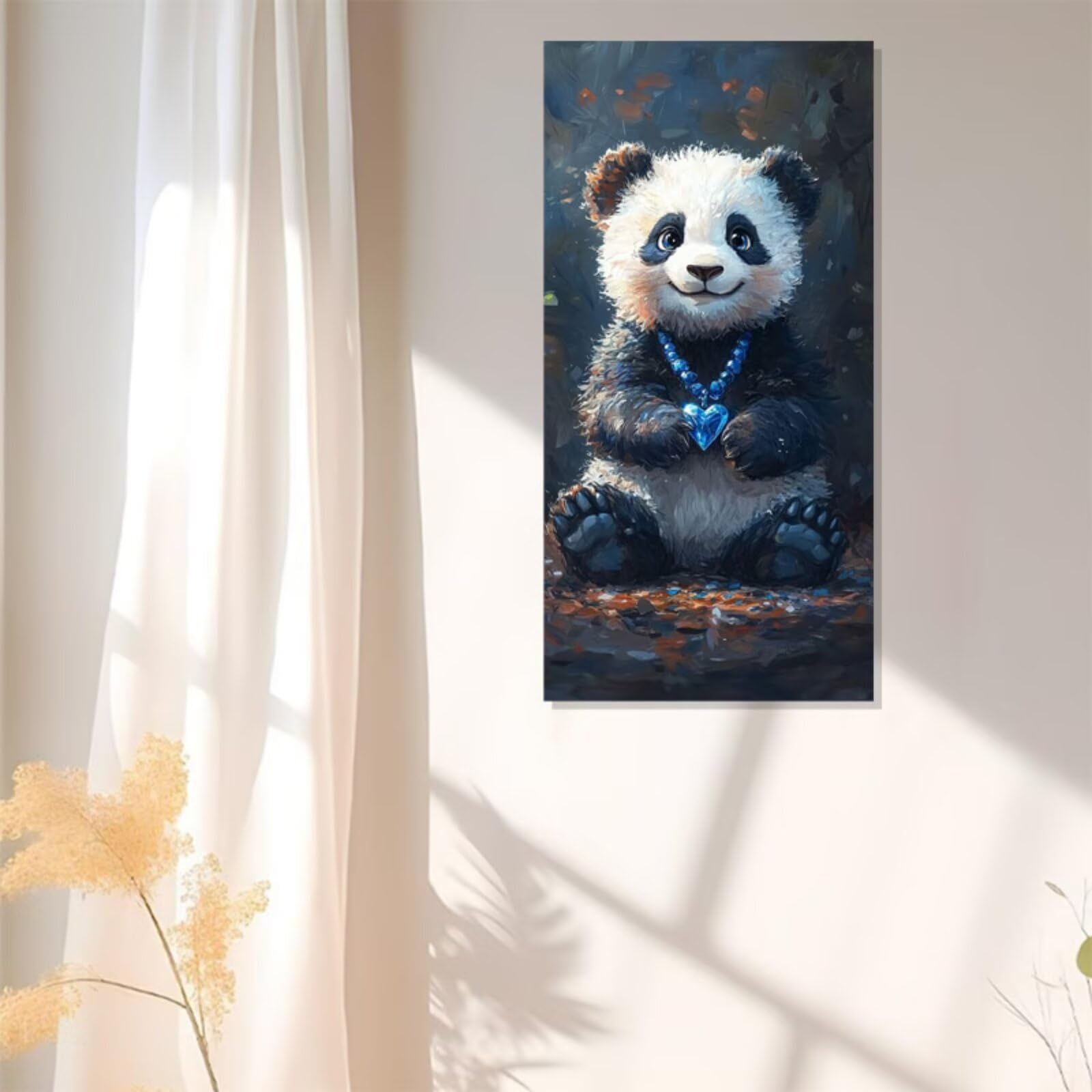 Diamond Painting Panda Adulte Kit, Peinture Diamant Mignon Complet Kit, 5D Bricolage Broderie Diamant Painting Enfant, Strass Point de Croix Cristal Painting pour Maison Murale Décoration 50x100cm Y-4
