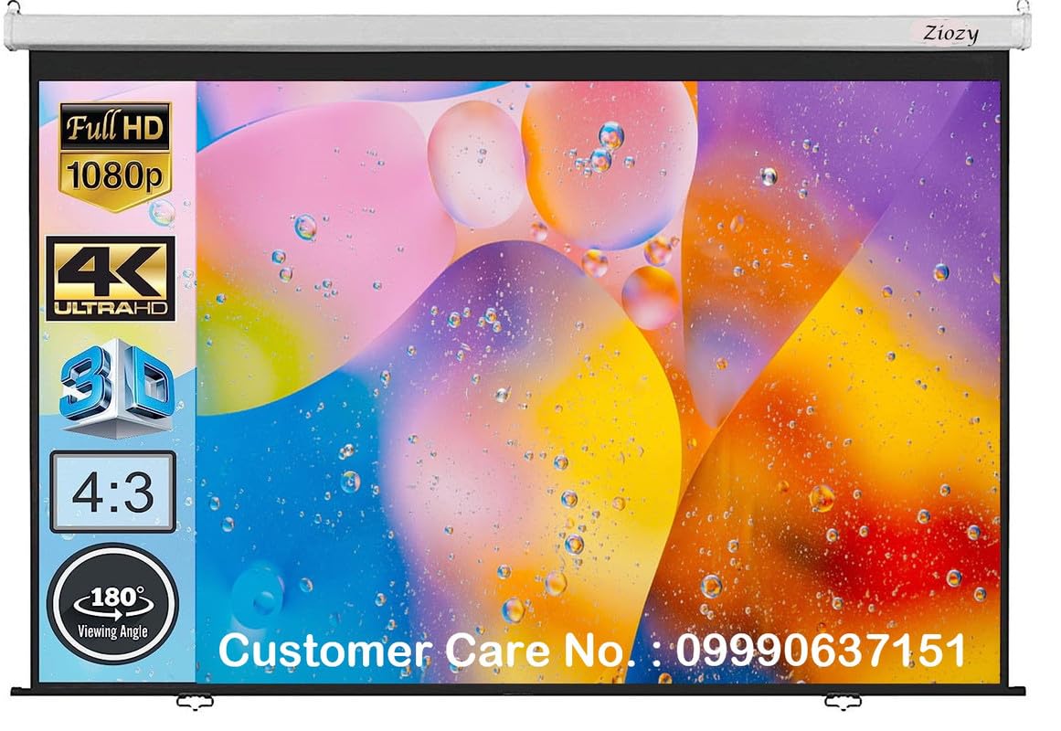 Ziozy 120 inch Wall Type Pull Down Spring Action Projector Screen, Size: - 8 Ft. (Width) x 6 Ft. (Height), in Imported High Gain Fabric, No Autolock/Instalock Mechanism UHD, Active 3D and HDR Ready (B0CBJXZBS9) Amazon Price History, Amazon Price Tracker