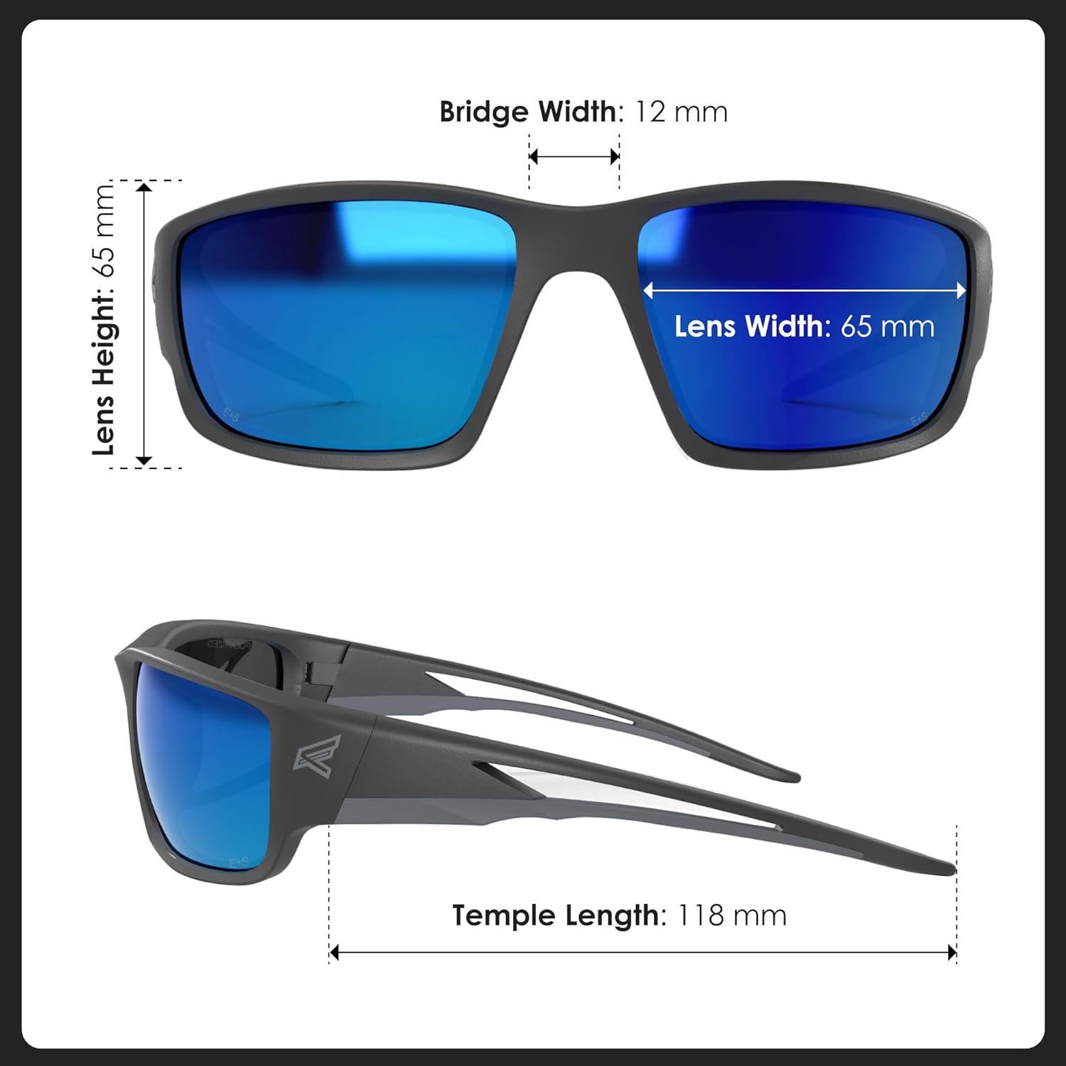EDGE Kazbek Wrap-Around Safety Glasses, Anti-Scratch, Non-Slip, UV 400, Military Grade, ANSI/ISEA & MCEPS Compliant