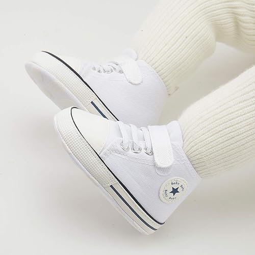 Miniatura 3 de KIDSUN zapatos deportivos altos hasta el tobillo para bebés, niños y niñas con suela antideslizante, suaves, para recién nacidos, zapatos